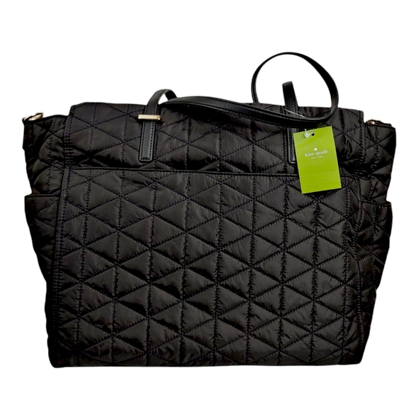 Kate Spade Black Quilted Kaylie Baby Bag Large Diaper Carrier NWT - Picture 3 of 9